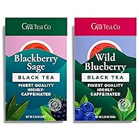 Gya Tea Co Blackberry Sage Black Tea & Wild Blueberry Black Tea Set - Natural Loose Leaf Tea with No Artificial Ingredients - Brew As Hot Or Iced Tea