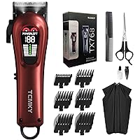 Hair Clippers for Men Professional Hair Trimmer for Men - Cordless&Corded Barber Clippers for Hair Cutting & Grooming, Rechargeable Hair Trimmer Kit for Household (Red)