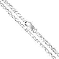 Sterling Silver Flat Figaro Chain 1mm-4.5mm Solid 925 Italy Link Women's Men's Necklace