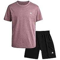 RBX Boys' Active Shorts Set - 2 Piece Short Sleeve T-Shirt and Tech Hybrid Shorts - Summer Clothing Set for Boys (4-12)