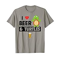 I Love Beer and Turtles Drinking Glass Mug Tortoise Reptile T-Shirt
