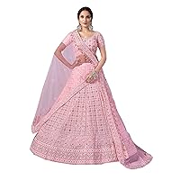 Baby Pink Thread and Sequin Embroidered Designer Indian Women Wedding Wear Georgette Bridal Lehenga Choli 1112