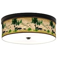Bear Lodge Giclee Energy Efficient Bronze Ceiling Light with Print Shade