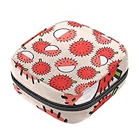 Sanitary Pads Bags, Sweet Red Rambutan Fruit Patterns Menstrual Cup Pouch Nursing Pad Holder, First Period Kit Bags for Teen Girls Women Ladies