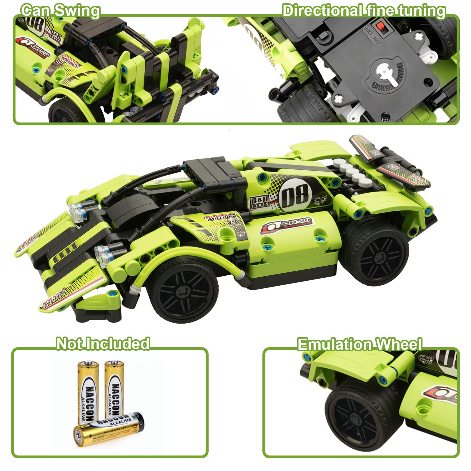 GAMZOO STEM Building Toys for Kids with 2-in-1 Remote Control Racer Snap Together Engineering Kits Early Learning Racecar Building Blocks and Off-Road Best Gift for 6 7 8 and 9＋Year Old Boys and Girls