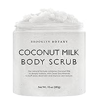 Dead Sea Salt and Coconut Milk Body Scrub - Moisturizing and Exfoliating Body, Face, Hand, Foot Scrub - Fights Stretch Marks, Fine Lines, Wrinkles - Great Gifts for Women & Men - 10 oz