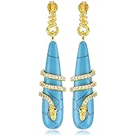 Static 22k Yellow Gold-Dipped Sterling Silver, Turquoise, and Cubic Zirconia Snake Earrings