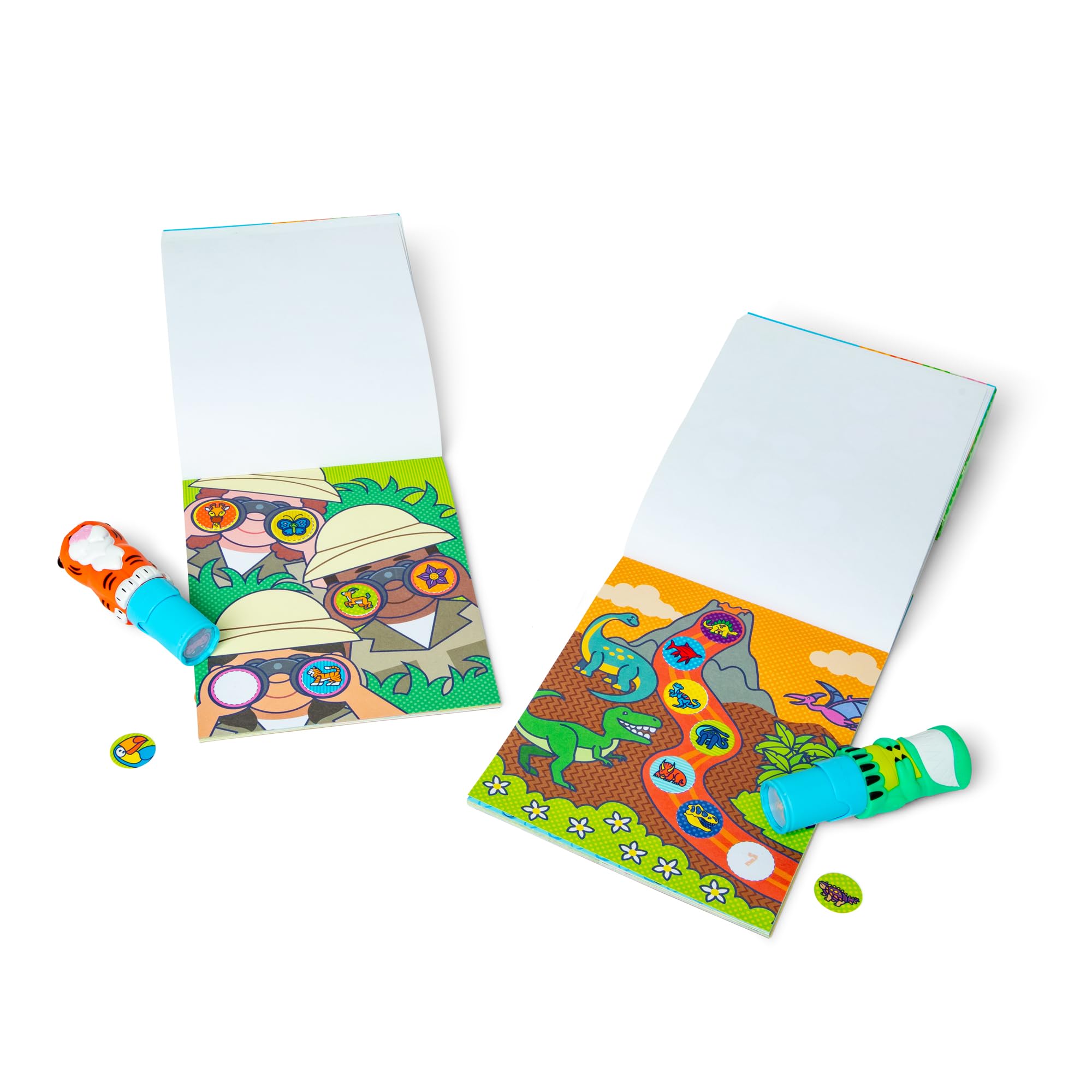 Melissa & Doug Sticker Wow Dino & Tiger Bundle (2 Stamper w Book Packs)