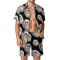 Oyster Men's 2 Piece Beach Outfits Hawaiian Button Down Short Sleeve Shirt And Shorts Suits