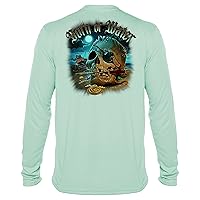 Born of Water Pirate Skull T-Shirt: Mens UV Protection - Long Sleeve