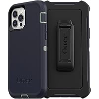 OtterBox iPhone 12 & iPhone 12 Pro Defender Series Case - VARSITY BLUES (DESERT SAGE/DRESS BLUES), rugged & durable, with port protection, includes holster clip kickstand