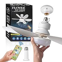 HSC Ceiling Fans with Lights, 20.4” Screw Ceiling Fans Light with Remote, 40W Dimmable Small Ceiling Fan for Garage Bathroom Bedroom Kitchen, White Flat Lamp