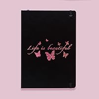Life is Beautiful Butterflies Silhouette Decal Vinyl Sticker Auto Car Truck Wall Laptop | Pink Holographic Glitter | 8