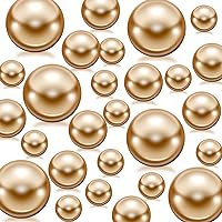 30mm Large Pearl Vase Filler Gold Pearls for Crafts Beads Vase Filler Faux Pearls No Hole Beads Centerpiece Weddings Table Party Decor, 60 Pcs Floating Beads and 800 Pcs Clear Water Beads 30/20/14 mm
