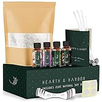 Hearth & Harbor Soy Candle Wax for Candle Making - Natural Soy Wax for Candle Making 2 lb Bag, Premium Soy Wax Flakes, 5 Cotton Candle Wicks, 4 Wick Stickers, & 1 Centering Devices