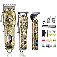 Suttik Professional Hair Clippers for Men Beard Trimmer Set with Case, Cordless Barber Clippers for Hair Cutting Grooming Kit, Rechargeable, LCD Display,Gift for Men