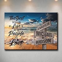 Ocean Sunset Color with Saying 3 Multi-Names Premium Canvas Art, Poster and Wall Art Picture Print Modern Family Bedroom Decor Posters Full Size