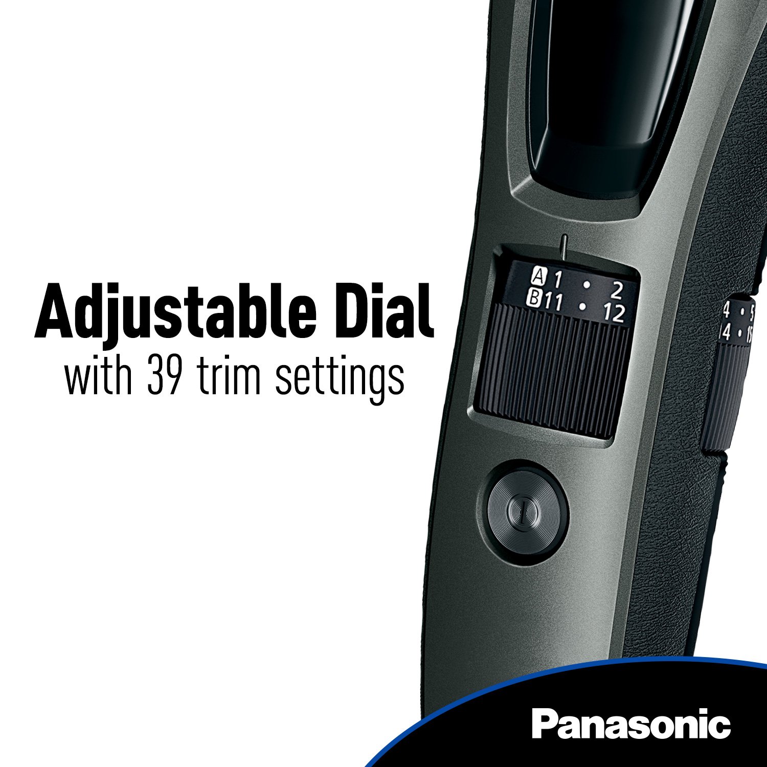 Panasonic Hair and Beard Trimmer, Men's, with 39 Adjustable Trim Settings and Two Comb Attachments for Beard and Hair, Corded or Cordless Operation, ER-GB60-K, Black