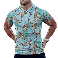 Monkey in The Jungle Palm Trees Polo Shirts for Men Short Sleeve T-Shirts Slim Fit Graphic Tees Tops