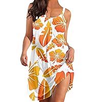 Prime Deals Today Summer Dress Women Spaghetti Strap U Neck Sleeveless Sundresses Boho Floral Print Cover Up Dress