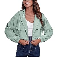 tuduoms Women's Casual Zip Up Cropped Hoodies Corduroy Jacket Cute Workout Crop Tops Long Sleeves Sweatshirts for Teen Girls