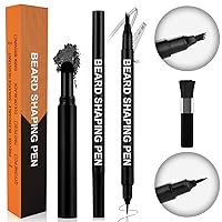 Beard Pencil Filler, TRAALL Barber Styling Pen with Brush, Waterproof Proof, Sweat Proof, Long Lasting Solution, Natural Finish, Effective Enhance Facial Hair(Black)