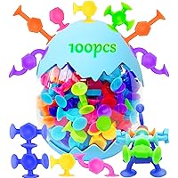 100pcs Suction Bath Toys for Baby Kids, Bath Toy Silicone Construction Building Blocks Montessori Sensory Toy for 3 4 5 6 7 8 Years Old Toddlers Boys Girls with Egg Storage