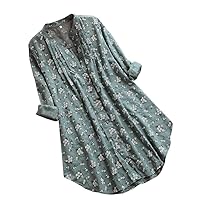 Womens V Neck Bohemian Linen Tops Blouses Boho Peasant Flower Floral Embroidered Tunic Summer Indian Ruffle Shirt