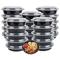 30-Pack meal prep Plastic Microwavable Food Containers for meal prepping bowls with Lids (24 oz.) Black Reusable Storage Lunch Boxes -BPA-Free Food Grade -Freezer & Dishwasher Safe.
