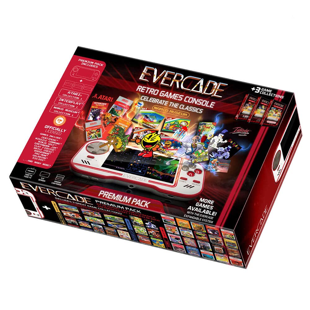 Evercade Premium Pack [EU] Includes 3 Cartridges: Atari Volume 1, Namco Museum Volume 1, and Interplay Volume 1