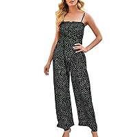 Women's Spring and Summer Wave Dot Print Chest Wrap Loose Wide Leg Trousers