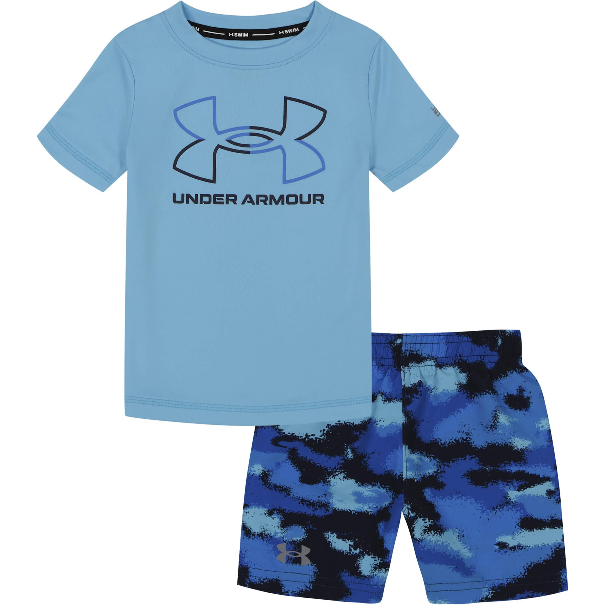 Under Armour boys Swim Volley Set, Short Sleeve Shirt & Matching Shorts, Lightweight & Breathable