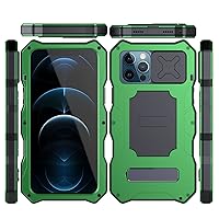 Shockproof Case for iPhone 14 Pro Max/14 Plus/14 Pro/14, Military Grade Waterproof Metal Case Supports Wireless Charging Cover,Green,14 Pro Max 6.7