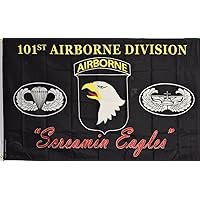 Black Army 101St Airborne Division Screamin Eagles Flag 3 X 5 House Banner Grommets Double Stitched Fade Resistant Premium Quality