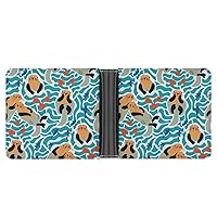 Sea Otters And Fishes Trendy Style Money Clip Wallet Card Holder With Cash Bill Pocket and 8 Credit Card Pockets