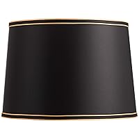 Black Medium Drum Lamp Shade with Black and Gold Trim 14