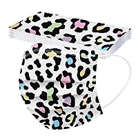 10PCS Adult Three-Layer Disposable Dust-Proof Protective Leopard Print Masks Breathable Earloop Full Face Protection