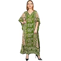 Elephant Print Ladies Long Kaftans Kimono Maxi Style Dresses for Women in Regular to Free Size Cover up