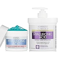 Advanced Clinicals Hyaluronic Acid Hydrating Cream + Hyaluronic Acid Moisturizing Gel Face Mask Set