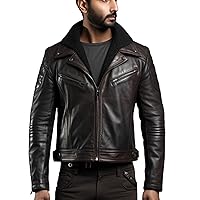 Men's, Black, Genuine Leather, Motorcycle Jacket - Fashion Hoodie.
