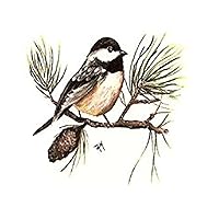 Chickadee Bird Pine Cones Waterslide Ceramic Decals (Select-A-Size) (D 6 pcs 4
