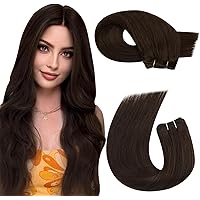 Moresoo Sew in Hair Extensions Real Human Hair Dark Brown Weft Hair Extensions Brown Double Weft Bundle 16Inch and 18Inch