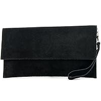 Modamoda de - ital. Leather bag Clutch Underarm bag Evening bag City bag suede T151, Colour:black