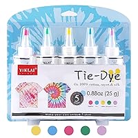 Tie Dye Kit,5 Colors DIY Tie Dye Kits Fabric Dye Set Fabric Paint 120ml/bottle with Rubber Bands Gloves Self-Sealing Bag Apron for Kids Adults