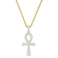 Mens Womens Cross Jesus Necklace Iced Out Nickel Free Stainless Steel Rope Chain Box