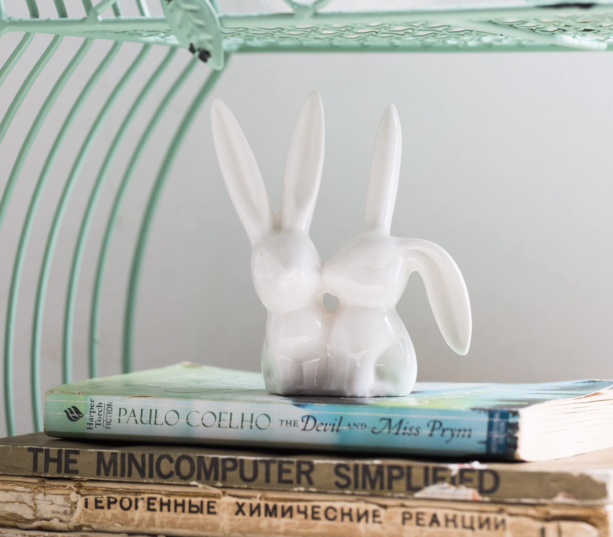 Creative Co-Op DA2618 White Ceramic Bunny Ring Holder, 3