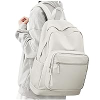 Backpack for Women Men, Waterproof High School Bookbag Lightweight Casual Travel Daypack Classic Basic College Backpack Middle School Bag for Teen Girls Boys - White