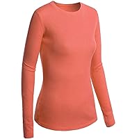 Women Plain Basic Round Crew Neck Thermal Long Sleeves T Shirt Top