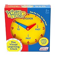 Junior Learning: What's The Time Geared Clock - The Manual Visual Learning Clock, Learn Minutes to & Past, Battery Free, Educational Toy, Kids Ages 5+