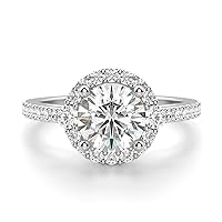 3 CT Round Cut Solitaire Moissanite Engagement Rings, VVS1 4 Prong Irene Knife-Edge Silver Wedding Ring Woman Promise Gift